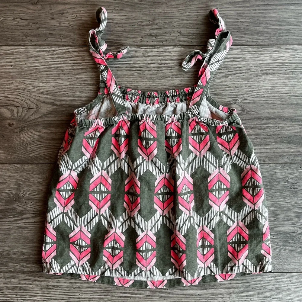 Carter’s Toddler Girl Flowy Linen Tank Top Geometric Print Green & Pink 5T